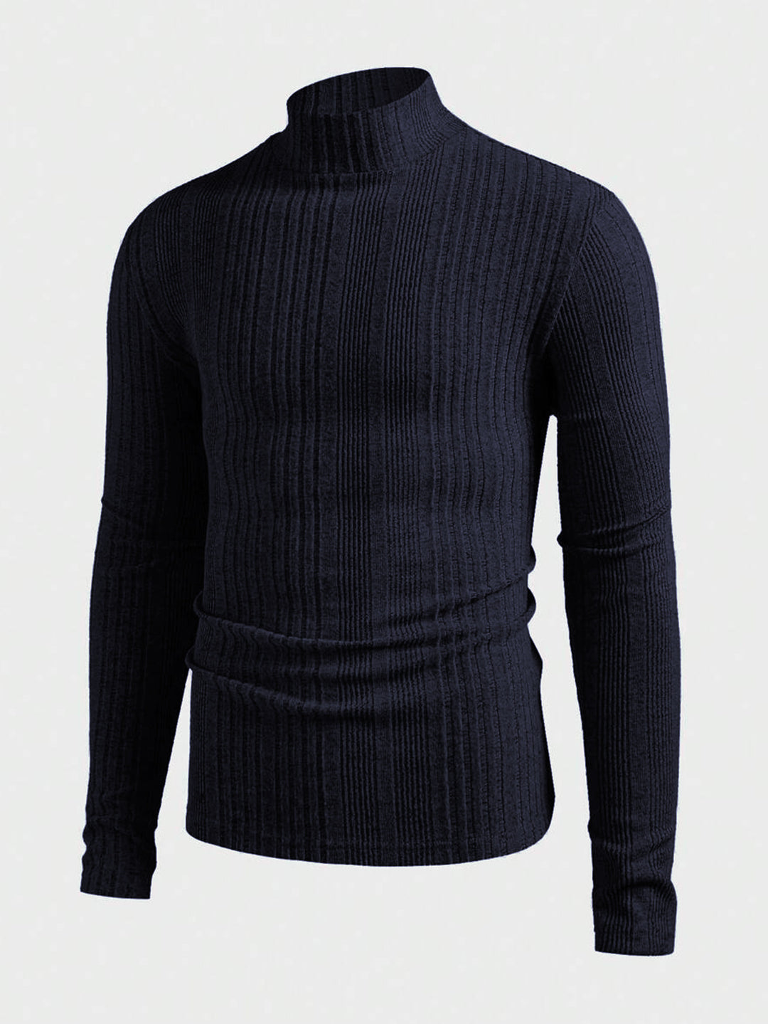 Herren Strickpullover mit hohem Kragen und Rippstruktur Aliams