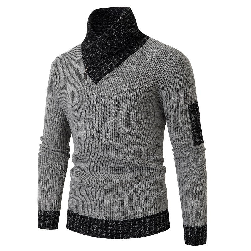 Herren Pullover mit modernem asymmetrischem Kragen und strukturiertem Design Aliams