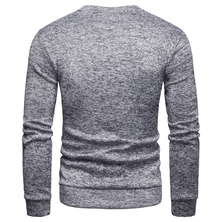 Herren stylischer Sweatpullover mit asymmetrischem Leder-Einsatz Aliams