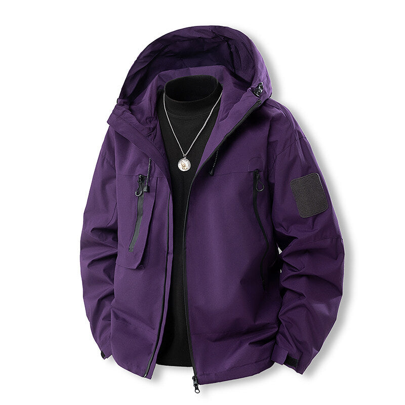 Herren wasserfeste Multifunktionsjacke mit Kapuze und praktischen Taschen Aliams