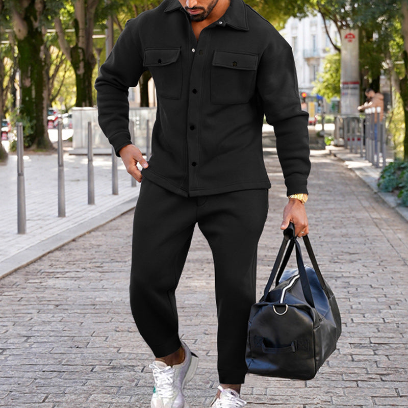 Herren Freizeitjacke mit zwei Brusttaschen und bequemer Jogginghose Aliams