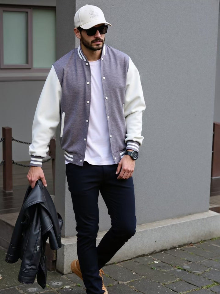 Herren Varsity-Jacke mit kontrastierenden Ärmeln Aliams