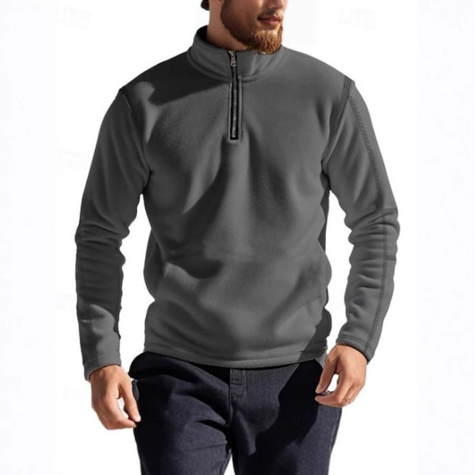 Herren Fleece-Pullover mit halbhohem Kragen und Reißverschluss Aliams