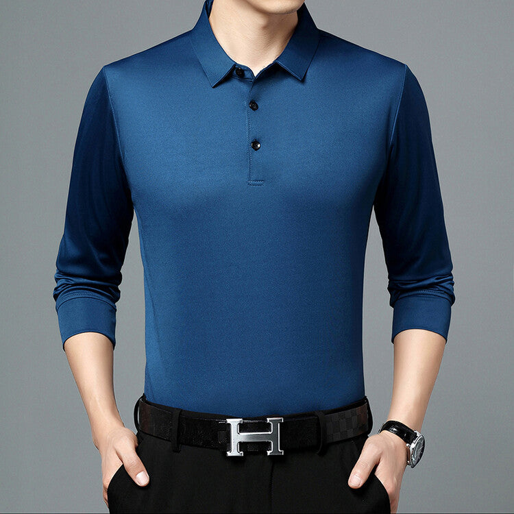 Herren atmungsaktives Langarm Poloshirt mit feuchtigkeitsregulierendem Material Aliams