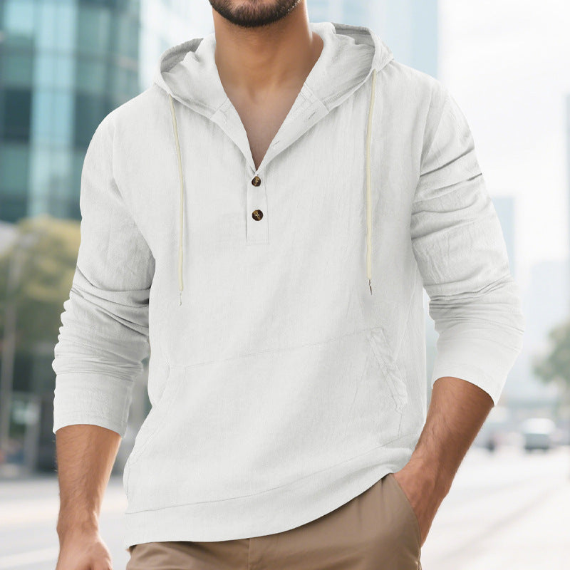 Herren Kapuzensweater mit Knopfleiste und praktischen Taschen Aliams