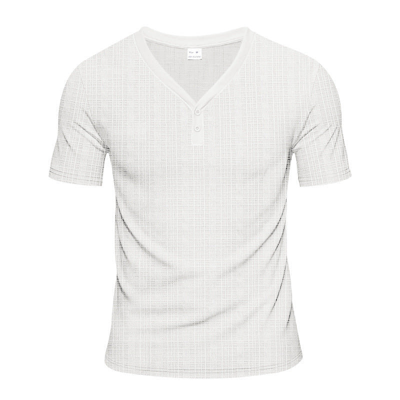 Herren Kurzarm Henley-Shirt mit strukturiertem Design und praktischen Knopfdetails Aliams