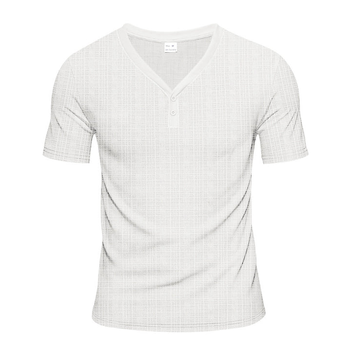 Herren Kurzarm Henley-Shirt mit strukturiertem Design und praktischen Knopfdetails Aliams