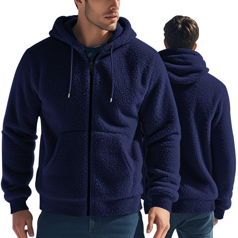 Herren weicher Fleece-Hoodie mit praktischen Taschen und Reißverschluss Aliams