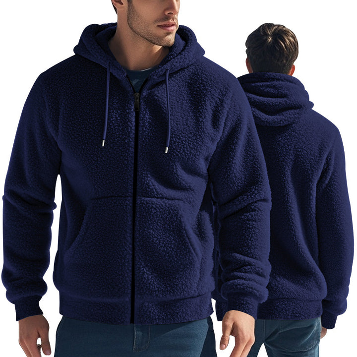 Herren weicher Fleece-Hoodie mit praktischen Taschen und Reißverschluss Aliams