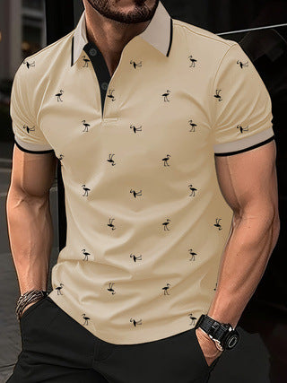 Herren Polohemd mit kurzem Arm und Muster Aliams