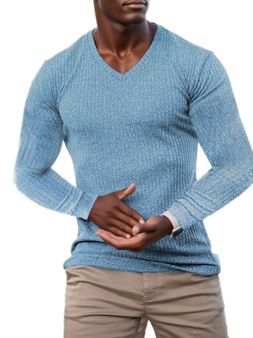 Herren elegantes V-Ausschnitt Pullover aus strukturiertem Strickmaterial Aliams