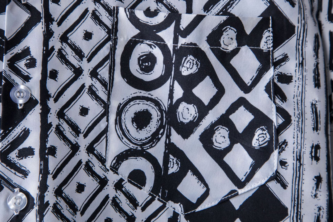 Herren Kurzarmhemd im stilvollen Ethno-Design mit einzigartigem Muster Aliams