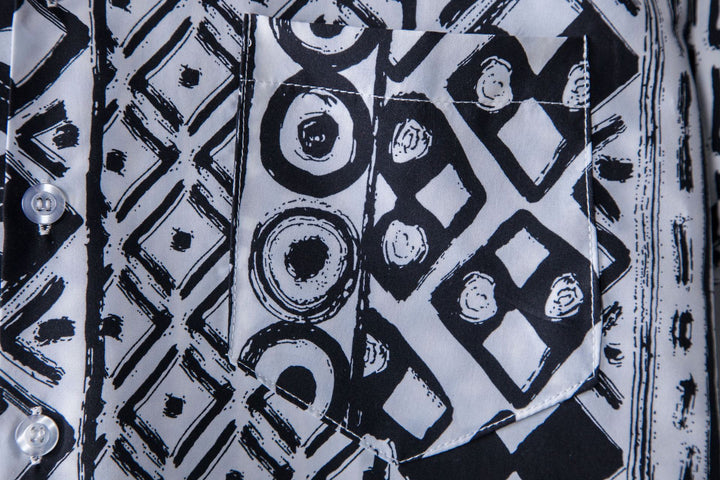 Herren Kurzarmhemd im stilvollen Ethno-Design mit einzigartigem Muster Aliams