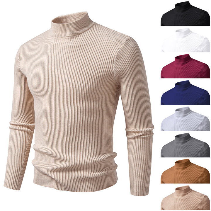 Herren Rollkragenpullover aus hochwertiger Stretch-Wolle mit Rippstruktur Aliams