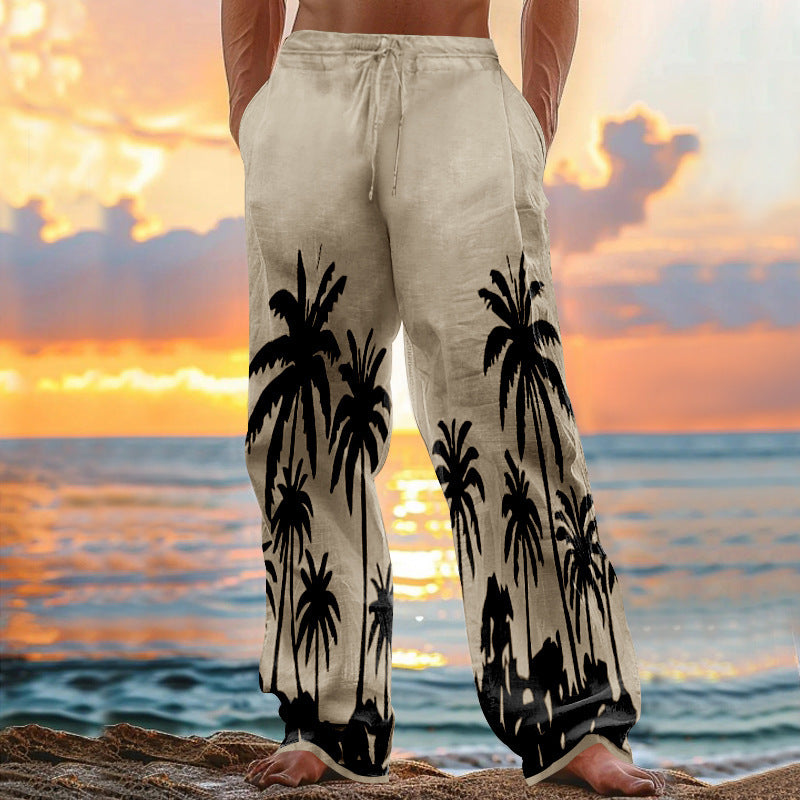 Herren entspannte Strandhose mit Palmenmotiv Aliams