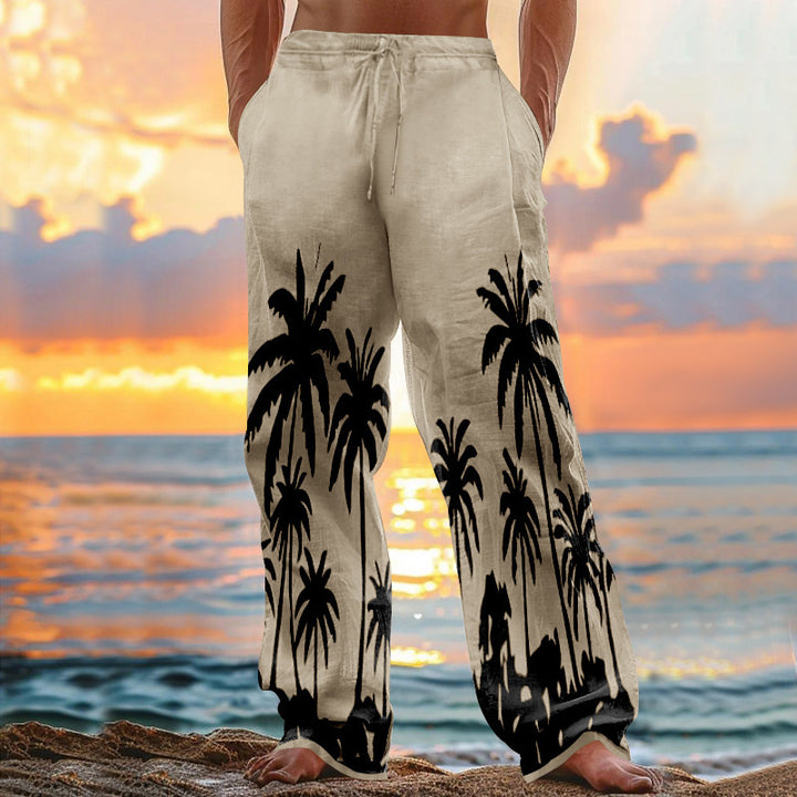 Herren entspannte Strandhose mit Palmenmotiv Aliams