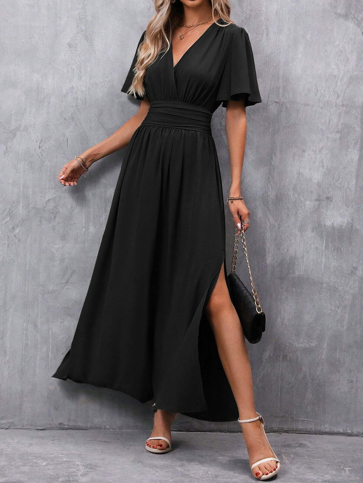 Damen Maxikleid mit Fließendem Schnitt und Eleganten Ärmeln Aliams
