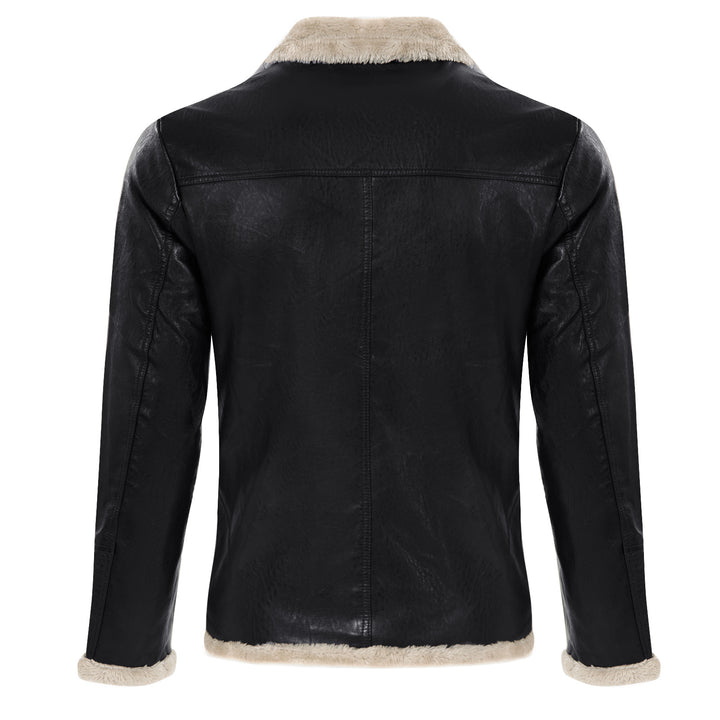Herren eleganter Kunstlederjacke mit warmer Fütterung Aliams