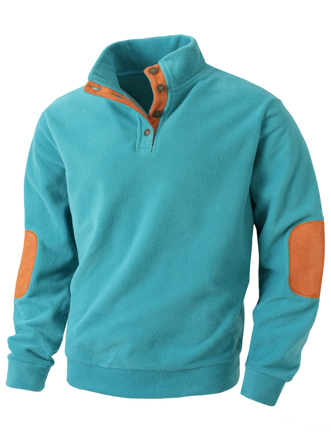 Herren bequemer Fleece Pullover mit Kragen und Kontrastbesatz Aliams
