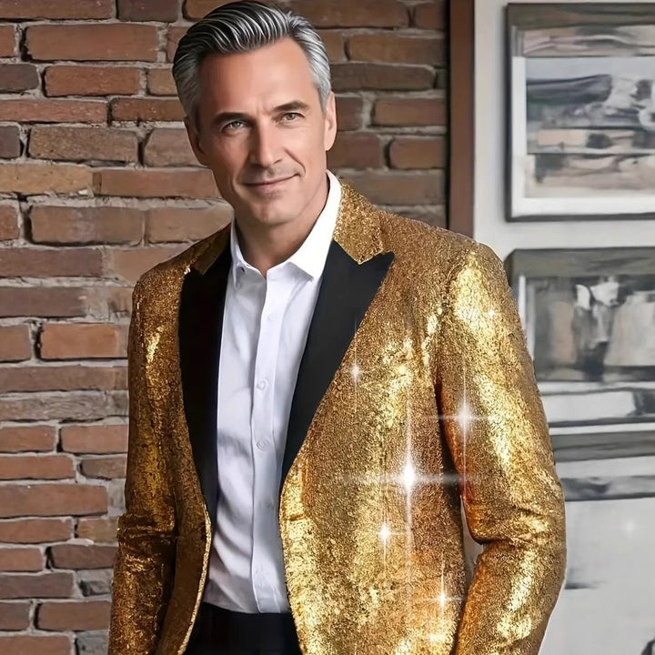 Herren Funkelnder Paillettenblazer mit elegantem Schnitt Aliams