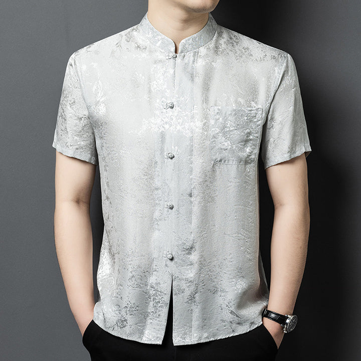 Herren Kurzarmhemd im eleganten Seidenlook Aliams