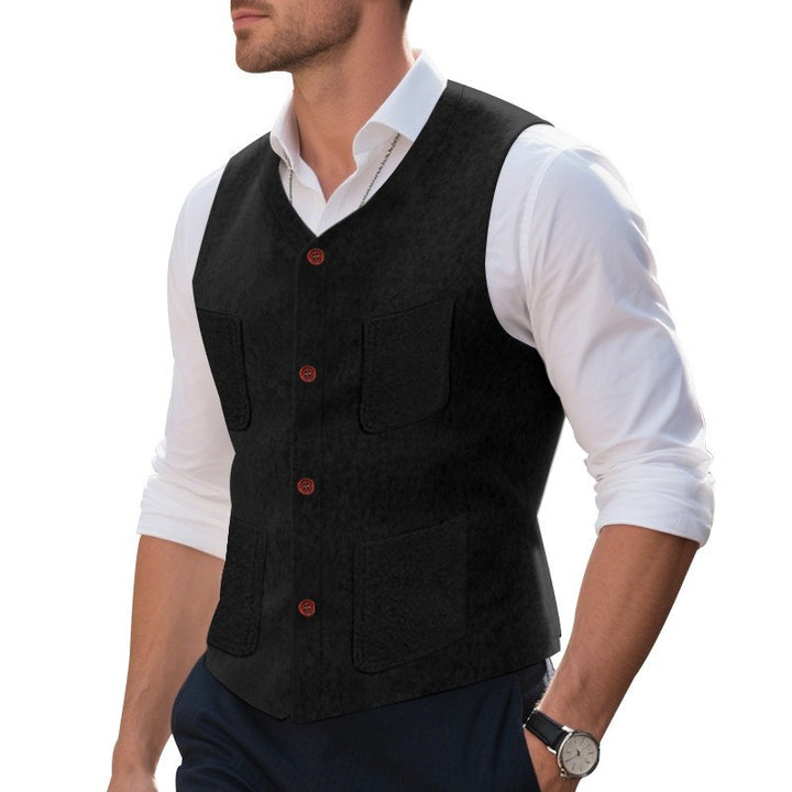Herren Weste mit funktionalen Taschen und eleganten Knopfdetails Aliams