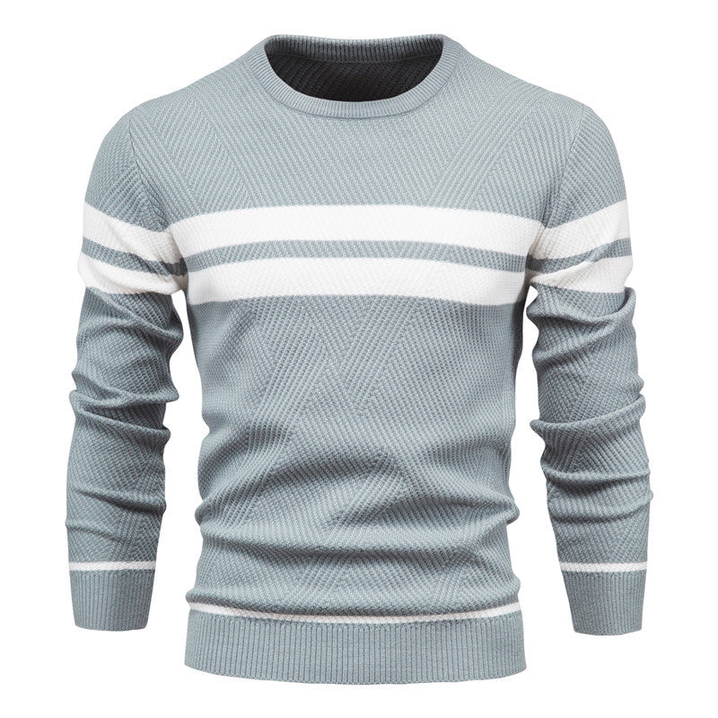 Herren Strickpullover mit modernem Strukturdesign und klassischen Streifen Aliams