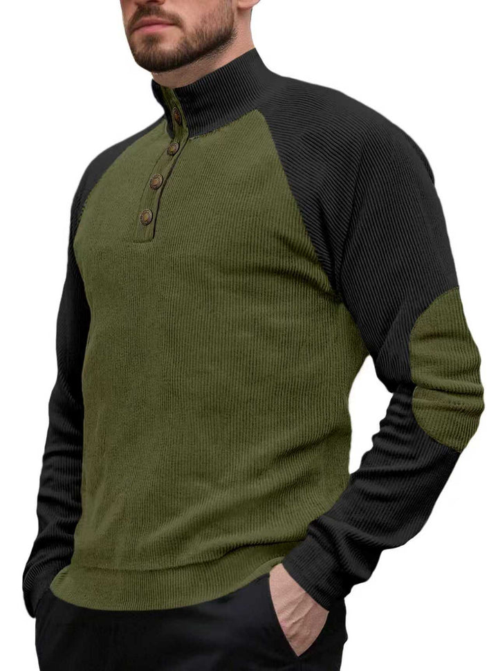 Herren sportlicher Stehkragenpullover mit strukturiertem Fleece-Aussehen Aliams