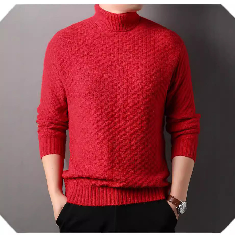 Herren Strickpullover mit hohem Kragen und strukturiertem Design Aliams