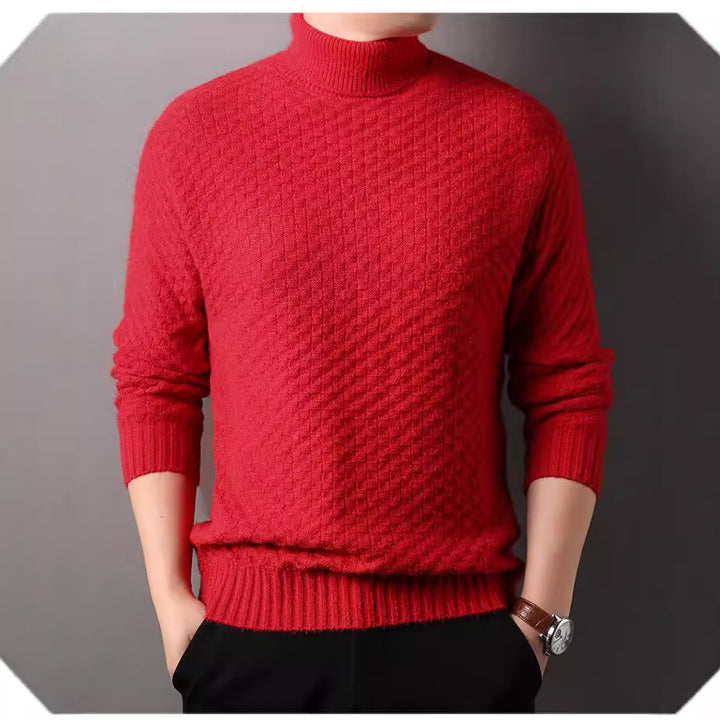 Herren Strickpullover mit hohem Kragen und strukturiertem Design Aliams