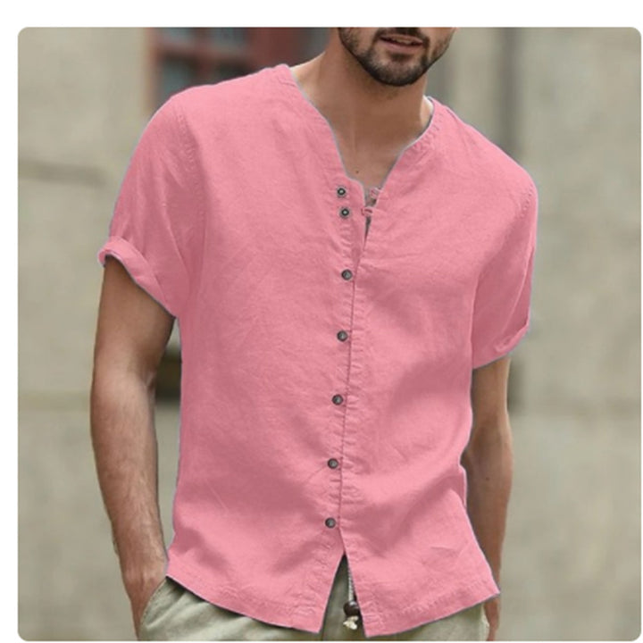 Herren Kurzarm-Hemd mit strukturierter Oberfläche und modernen Knöpfen Aliams