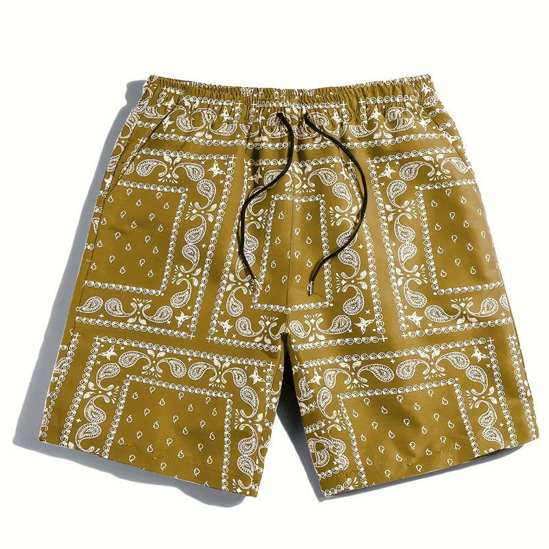 Herren Badeshorts aus atmungsaktivem Material mit modernem Paisleymuster Aliams