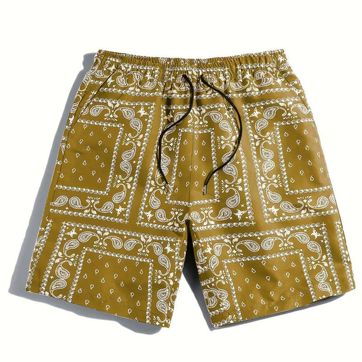 Herren Badeshorts aus atmungsaktivem Material mit modernem Paisleymuster Aliams