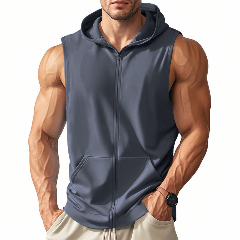 Herren ärmelloses Fitness-Hoodie mit Reißverschluss Aliams