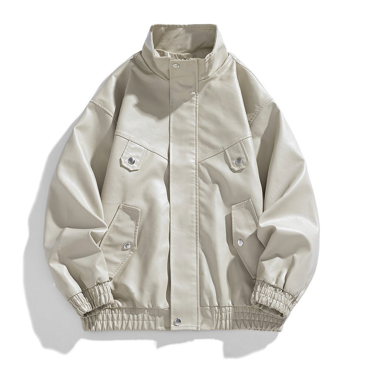 Herren Kunstlederjacke mit geräumigen Taschen und bequemen Bündchen Aliams