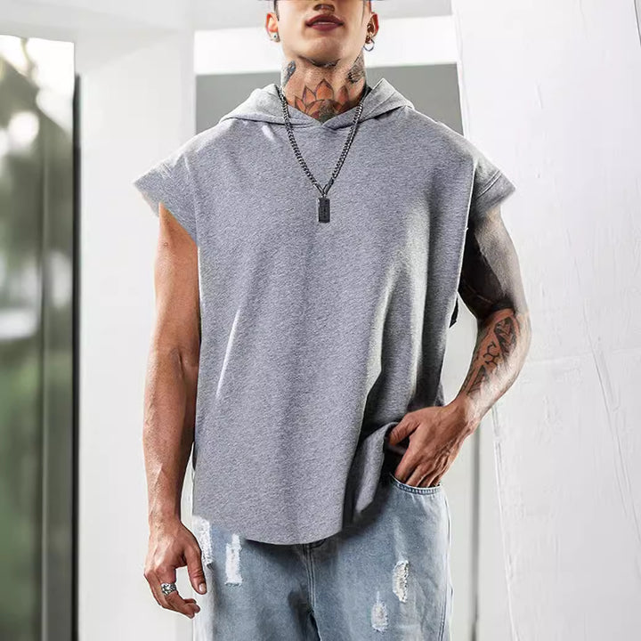 Herren Kapuzen-Tanktop mit modischem Schnitt und praktischer Kängurutasche Aliams