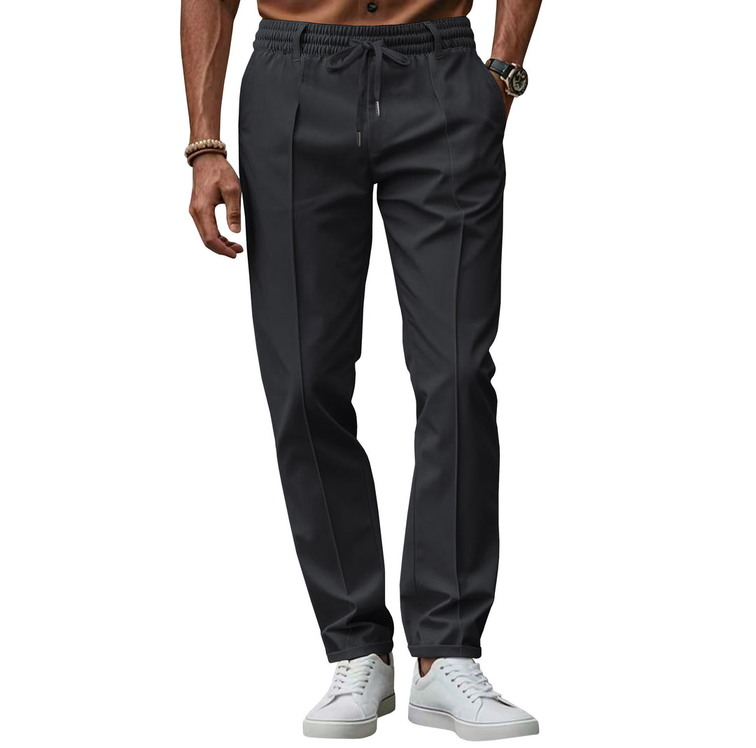 Herren elegante Chino-Hose mit elastischem Bund und seitlichen Taschen Aliams