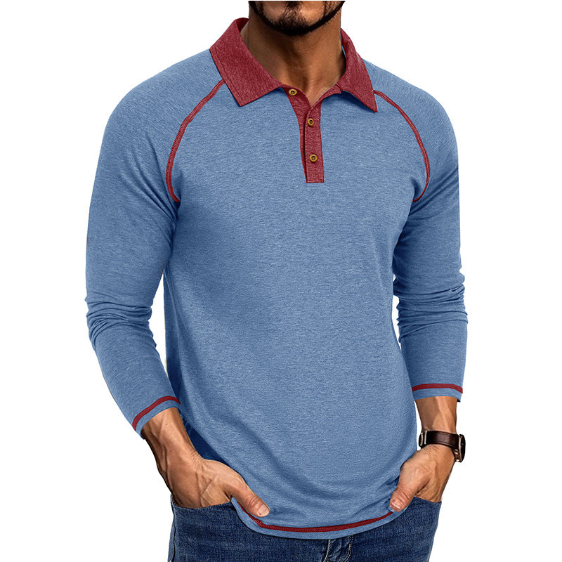 Herren sportliches Langarm-Polo-Shirt mit innovativem Kragen Aliams