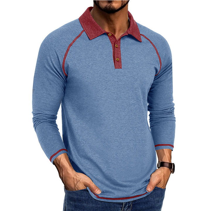 Herren sportliches Langarm-Polo-Shirt mit innovativem Kragen Aliams