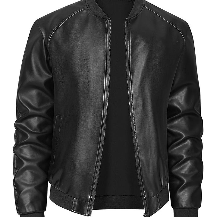 Herren elegante Lederjacke mit modischem Schnitt und praktischen Taschen Aliams