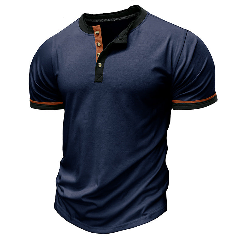 Herren Kurzarm-Henley-Shirt mit strukturiertem Kragen Aliams