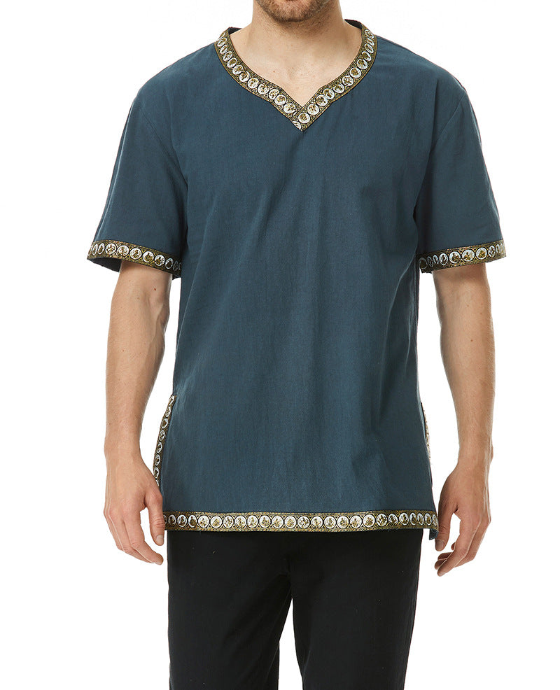 Herren Tunika mit dekorativem V-Ausschnitt und einzigartigem Mustersaum Aliams