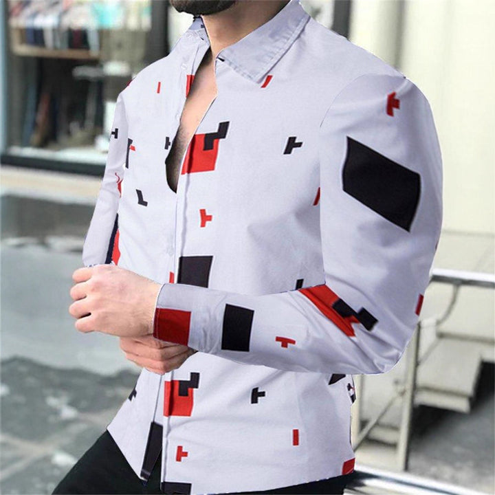 Herren Hemd mit modernem geometrischem Muster Aliams
