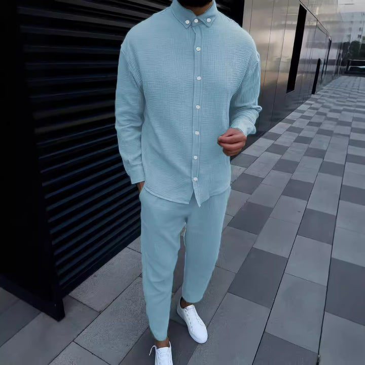 Herren elegantes langärmliges Hemd mit strukturiertem Design Aliams