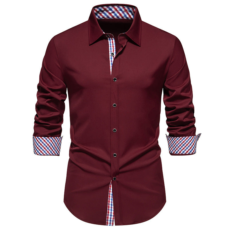 Herren elegantes Langarmhemd mit modernen Karodetails Aliams