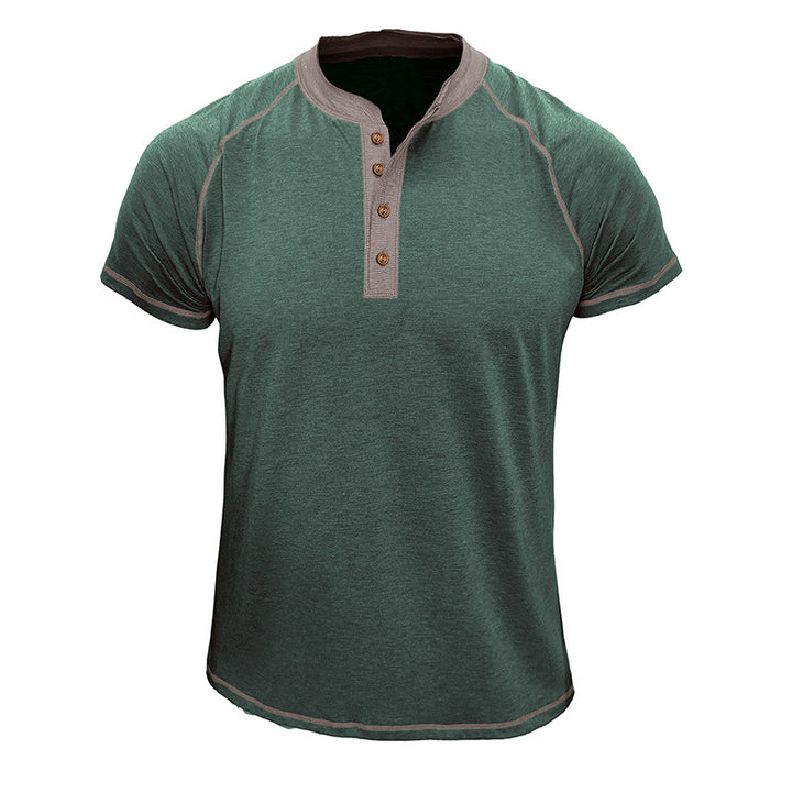 Herren Kurzarm-Henley-Shirt mit kontrastierenden Details und bequemer Passform Aliams