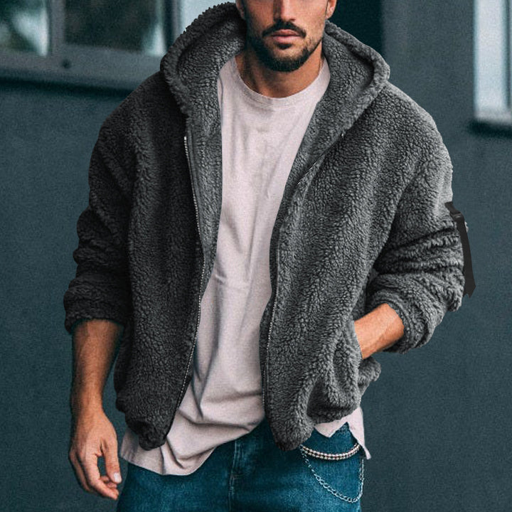 Herren Fleecejacke mit weichem Innenfutter und Kapuze Aliams