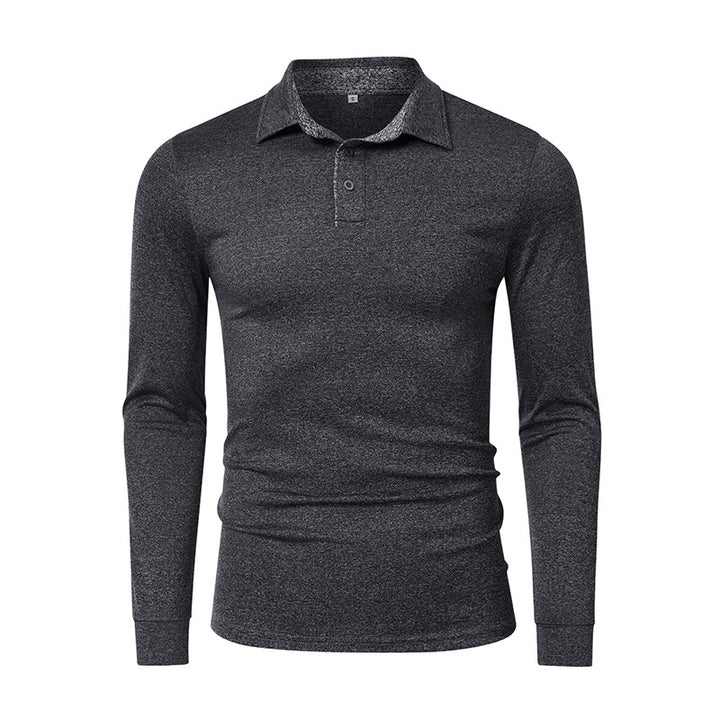 Herren sportliches Langarm-Polohemd mit strukturiertem Kragen und atmungsaktiven Eigenschaften Aliams