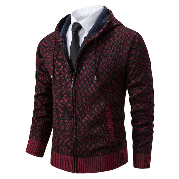 Herren stylische Jacke mit modernem Wabenmuster und Kapuze Aliams