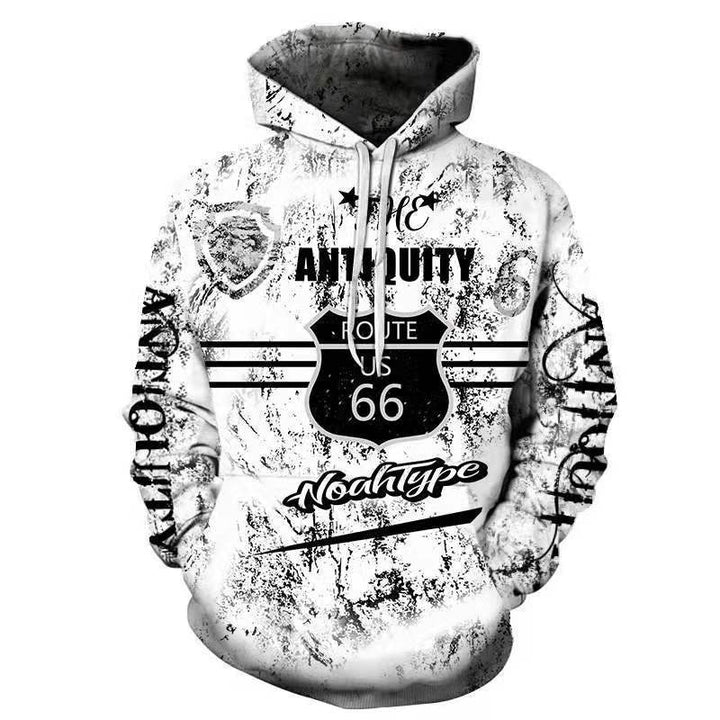 Herren Kapuzenpullover mit auffälligem Route 66 Grafikdesign und hochwertigem Materialmix Aliams